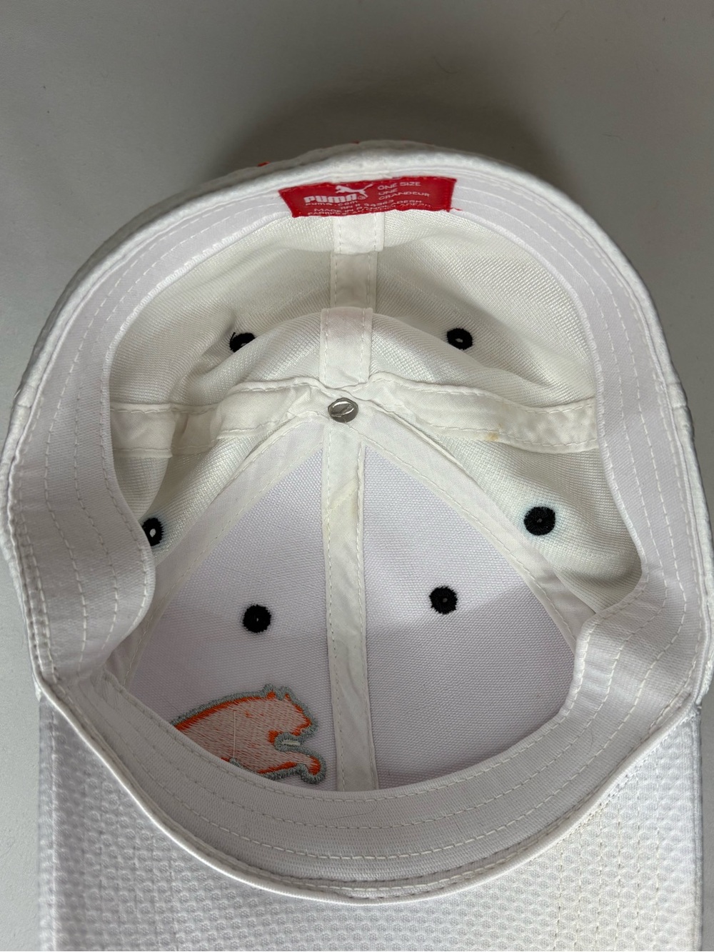 Puma White Cap with Orange Jumping Cat Patch - Picture 5 of 6